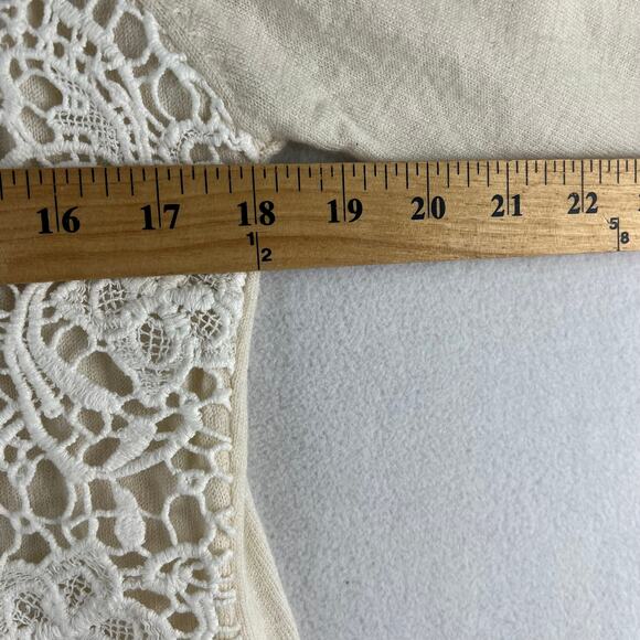 Sundance Merino Sweater Women’s LG Crochet Lace Front Overlay Cream Color GUC - Picture 6 of 8